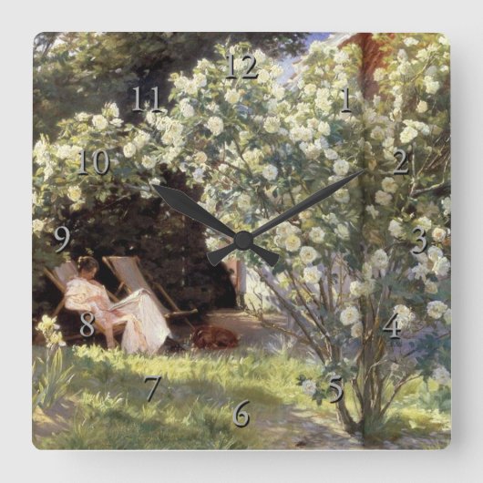 KroyerのLesのバラ スクエア壁時計 (正面)