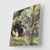 KroyerのLesのバラ スクエア壁時計 (傾斜)