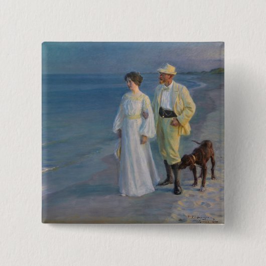 Kroyer – アーティストと彼の妻のビーチ 缶バッジ (正面)