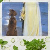 Kroyer – アーティストの妻と犬の海岸 キッチンタオル (折り畳み)
