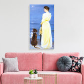 Kroyer – アーティストの妻と犬の海岸 キャンバスプリント (インサイチュ (リビング))
