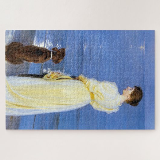 Kroyer – アーティストの妻と犬の海岸 ジグソーパズル (横)