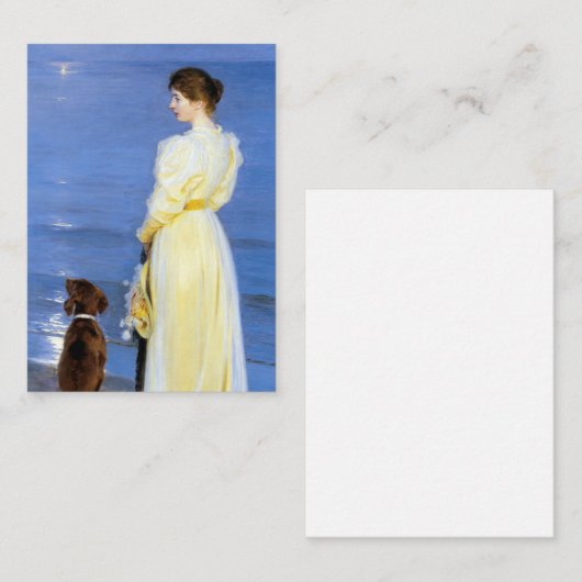 Kroyer – アーティストの妻と犬の海岸 ノートカード (正面/裏面)