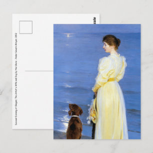 Kroyer – アーティストの妻と犬の海岸 ポストカード