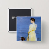 Kroyer – アーティストの妻と犬の海岸 缶バッジ (正面&裏面)