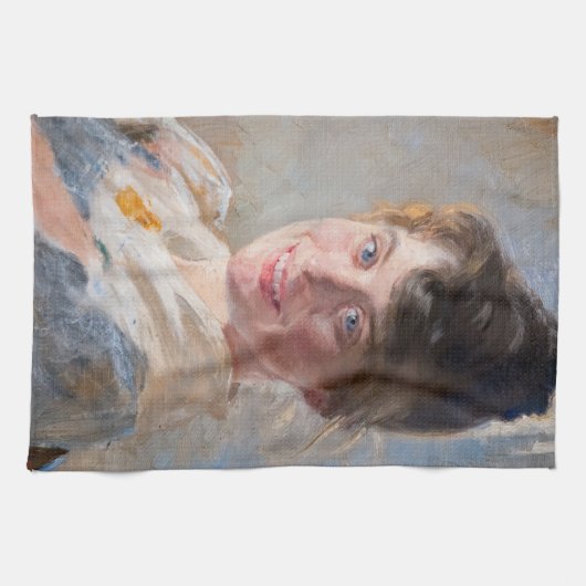 Kroyer – アーティストの妻マリーのポートレート キッチンタオル (横)