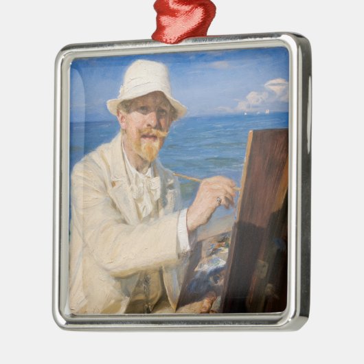 Kroyer – セルフポートレイトアットスケーゲンビーチ メタルオーナメント (左)