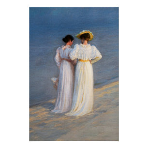 Kroyer – 夏の夕べオンSkagenビーチクローズアップ ポスター