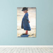 Kroyer -小さな女の子スタンドオンスコゲンビーチ キャンバスプリント (インサイチュ (ウッドフロア))