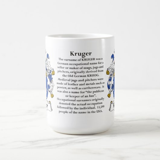 Kruger家族の紋章付き外衣 コーヒーマグカップ (中央)