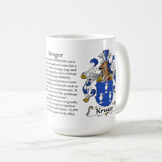Kruger家族の紋章付き外衣 コーヒーマグカップ (正面右)