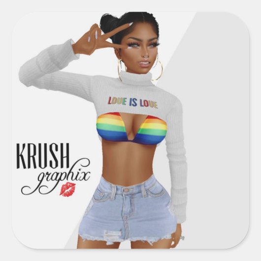 Krush Graphix LoveIsLoveスタンプ01 スクエアシール (正面)