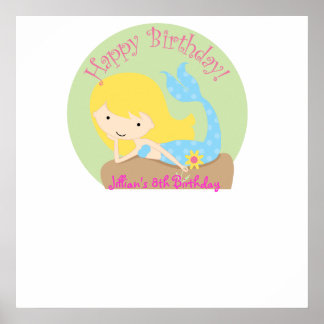 KRWおもしろい人魚誕生日サインポスター ポスター