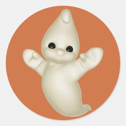 KRWかわいいハロウィーン幽霊 ラウンドシール (正面)