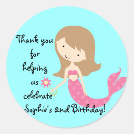 KRWかわいいピンクの人魚カスタムステッカー ラウンドシール