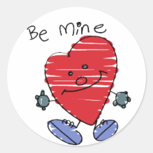KRWかわいいBe鉱山ハートバレンタイン ラウンドシール (正面)