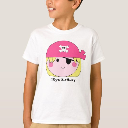 KRWのかわいいピンクの海賊カスタムのワイシャツ Tシャツ (正面)