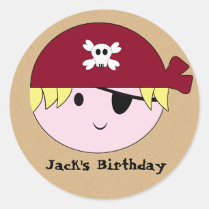 KRWのかわいくカスタムな海賊誕生日のステッカー ラウンドシール