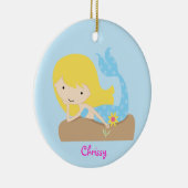 KRWのかわいく青い人魚のカスタムなオーナメント セラミックオーナメント (右)