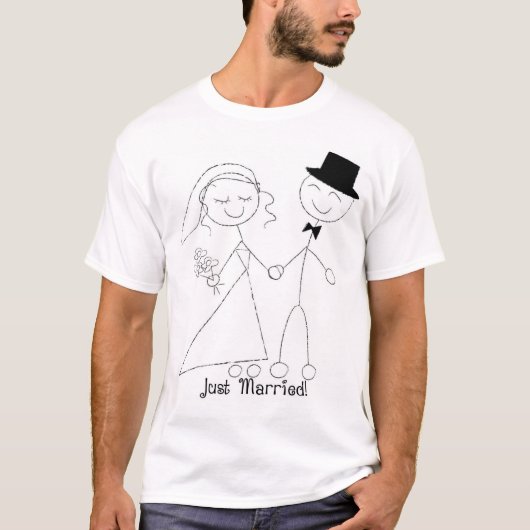 KRWのたった今結婚しましたの新婚旅行のワイシャツ Tシャツ (正面)