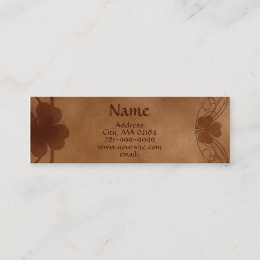 KRWのエレガントなケルト族のシャムロックの羊皮紙のカスタム スキニー名刺 (正面)