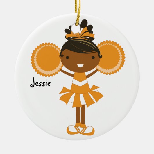 KRWのオレンジチアリーダーの名前をカスタムするのオーナメント セラミックオーナメント (正面)