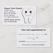 KRWのカスタムで幸せな歯の歯科アポイントメント 予約カード (正面/裏面)