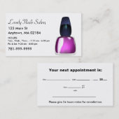 KRWのカスタムなネイルサロンのアポイントメント 予約カード (正面/裏面)
