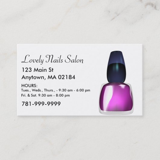 KRWのカスタムなネイルサロンのアポイントメント 予約カード (正面)