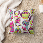 KRWのカラフルなフクロウの装飾の枕 クッション (ブランケット)