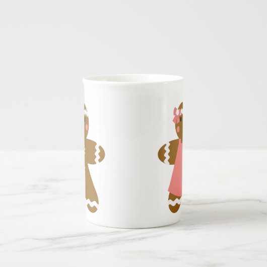 KRWのジンジャーブレッドの男の子および女の子の骨灰磁器のマグ ボーンチャイナマグカップ (正面)