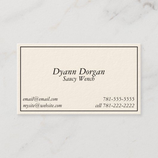 KRWのノベルティの冗談の粋な若い女の名刺 名刺 (正面)