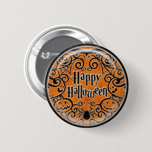KRWのハッピーハローウィンスクロールデザインPin 缶バッジ (正面&裏面)