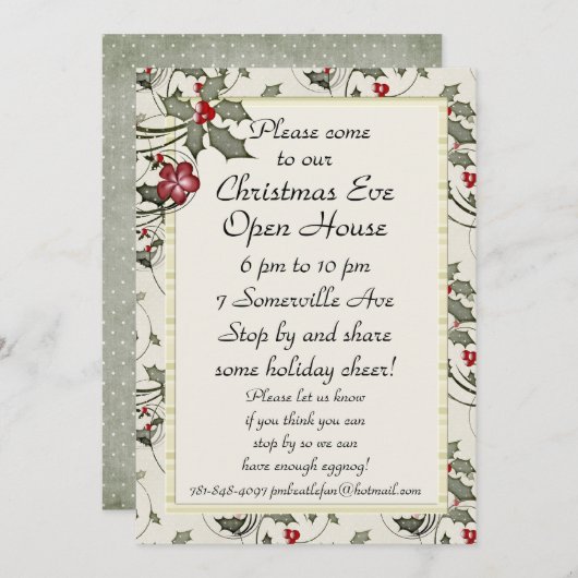 KRWのヒイラギの休日のカスタムのパーティの招待状 招待状 (正面/裏面)