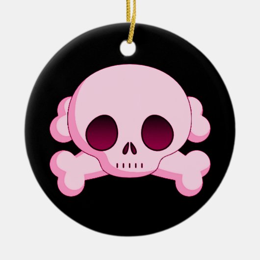 KRWのピンクのどくろ印のオーナメント セラミックオーナメント (正面)