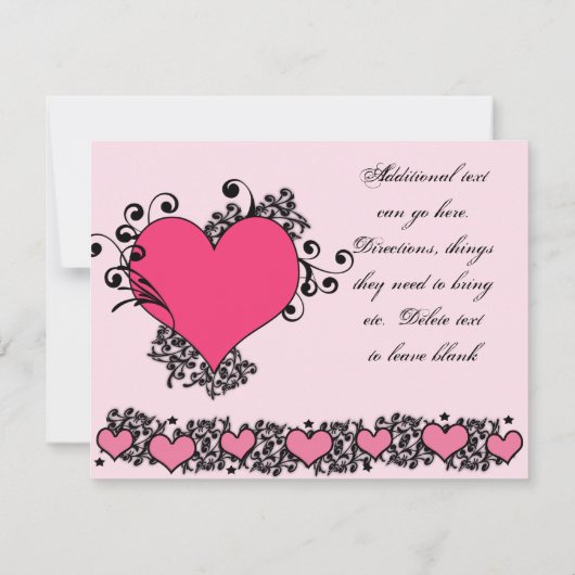 KRWのピンクのシマウマのプリントのハートの星キンセアニェラ 招待状 (裏面)