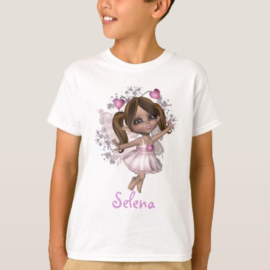 KRWのピンクのハートの妖精の名前をカスタムする Tシャツ (正面)