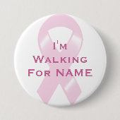 KRWのピンクのリボンのカスタムな歩く 缶バッジ (正面)