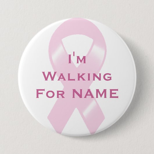 KRWのピンクのリボンのカスタムな歩く 缶バッジ (正面)