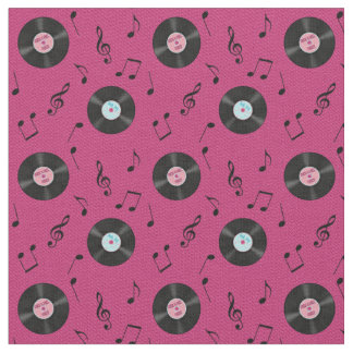 KRWのピンクのレトロは音楽生地を記録します ファブリック