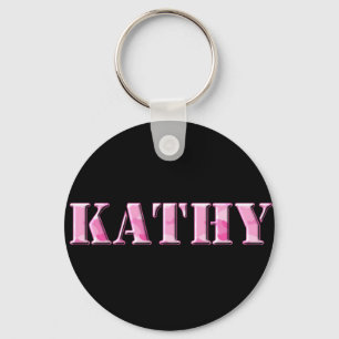 KRWのピンクの迷彩柄の名前Keychain - Kathy キーホルダー
