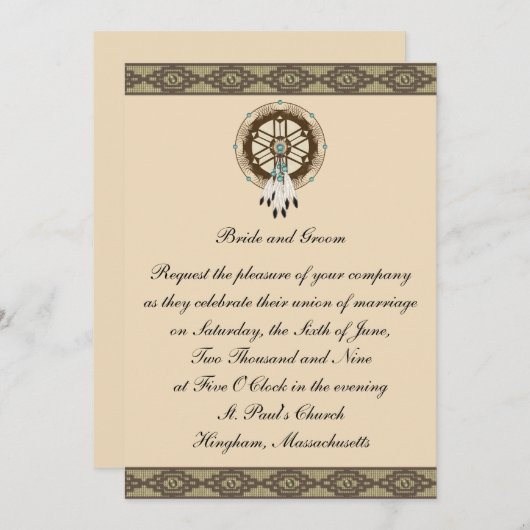 KRWのボーダーDreamcatcherのカスタムの結婚式招待状 招待状 (正面/裏面)