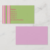 KRWのレトロのピンクおよび緑のストライプな名刺 名刺 (正面/裏面)