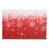 KRWのレースのようで白い雪片のクリスマスの赤い枕箱 枕カバー (裏面-左)