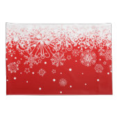 KRWのレースのようで白い雪片のクリスマスの赤い枕箱 枕カバー (裏面-右)