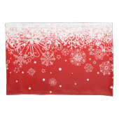 KRWのレースのようで白い雪片のクリスマスの赤い枕箱 枕カバー (正面左)