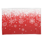 KRWのレースのようで白い雪片のクリスマスの赤い枕箱 枕カバー (正面右)