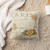 KRWのヴィンテージのスタイルのパリのバラおよびエッフェル塔 クッション (ブランケット)