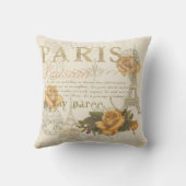 KRWのヴィンテージのスタイルのパリのバラおよびエッフェル塔 クッション (裏面)