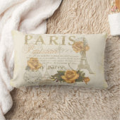 KRWのヴィンテージのスタイルのパリのバラのエッフェル塔の枕 ランバークッション (ブランケット)